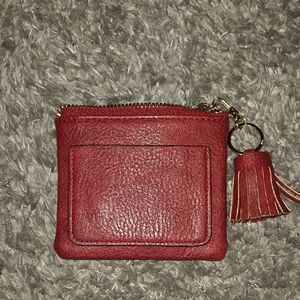 Red Leather Coin Purse with Tassel